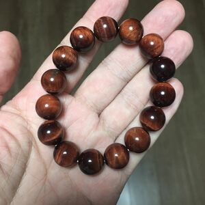 [ new goods ] strongest .. . eyes stone high quality red Tiger I bracele natural stone sphere diameter 14mm cat's-eye work . luck with money up genuine article guarantee 