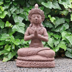 デウィ タラ 石像 合掌 45cm コンクリート アンティーク調 石彫り彫刻 置物 庭 ストーンオブジェ YSA-250667