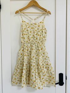  new goods *WC double si-* floral print no sleeve One-piece * yellow *F