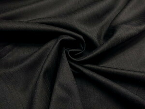 薄手でしなやか、艶のあるおしゃれなウール混紡生地（シャドウストライプ） ブラック 黒 長さ3m 生地幅151cm 手芸