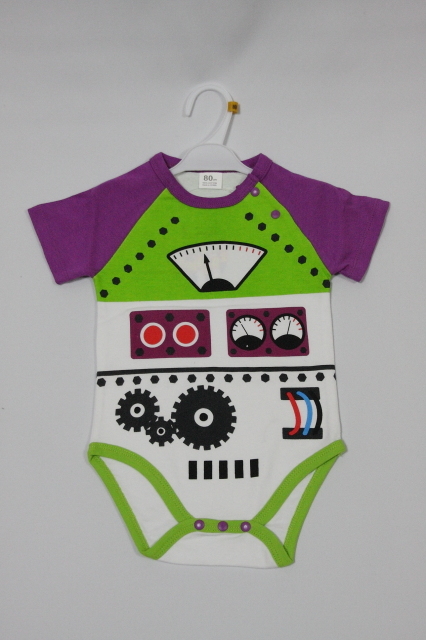 お買得!!可愛いロボット柄半袖ロンパス80★ROBOT