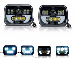 LED DRL ヘッドライト S13 SW20 AE86 KP61 JZA70 プラド B310 ハイラックス FC3S 180SX 角型 角目 汎用 サファリ ジープ ランクル N14 N50