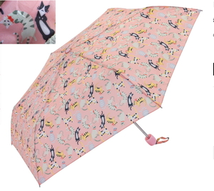 新品☆英国X-brella☆ネコ柄 折り畳み傘 ピンク　キャット北欧アニマル猫cat動物イギリスおしゃれ可愛いレディース女子コンパクトukねこ