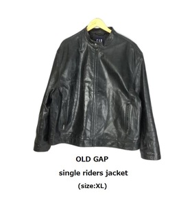 TK редкий 90s темно-синий бирка GAP одиночный байкерская куртка кожаный жакет XL Old Gap большой размер 