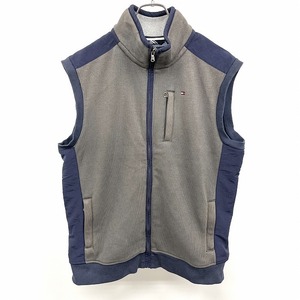 TOMMY HILFIGER - XL メンズ カットソーベスト ノースリーブジャケット 裏起毛 綿×ポリなど(サイドと肩：ナイロン100%) グレー系×紺