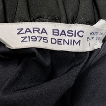 ZARA BASIC ザラ ベーシック L レディース フレアスカート 裏地無し 裾メロウ ウエストゴム 無地 ポリ100% ブラック(内側：ネイビー) 黒_画像3