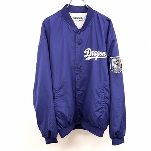 MIZUNO × Chunichi Dragons ミズノ×中日ドラゴンズ M-L メンズ 若干薄手 野球 ブルゾン ジャケット 裏地付き 長袖 ポリ100% ネイビー 紺