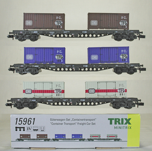MINITRIX #15961 DB( old west Germany National Railways )bogi- container . car ( container 2 piece piled )3. set 