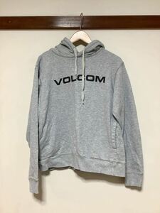 け1071 VOLCOM ボルコム スウェットパーカー プルオーバー M グレー 古着