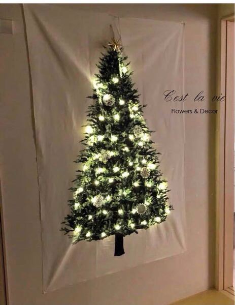 クリスマスツリー タペストリー イルミネーションライト付き Xmas 壁飾り