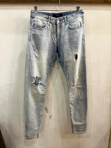 ☆REPRESENT/リプレゼント ダメージ加工デニム size32 メンズ ブルー系 テーパード スキニー 古着 used☆