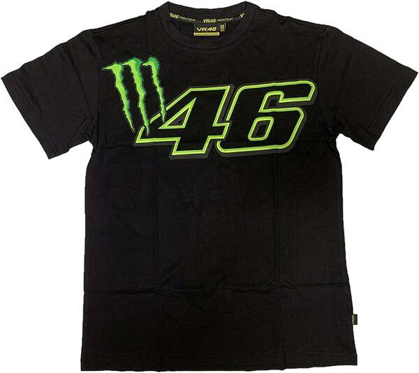 VR46 MONSTER ENERGY モンスターエナジー 15センターロゴデザイン 半袖 Tシャツ (XXXL) （ブラック） [並行輸入品]