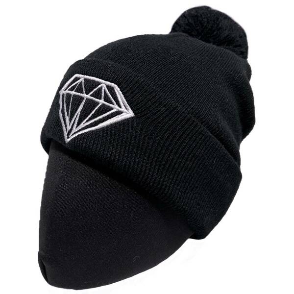 [並行輸入品] Diamond supply Co. ダイアモンド サプライ ブランドロゴ ボンボン ニットキャップ (ブラック)