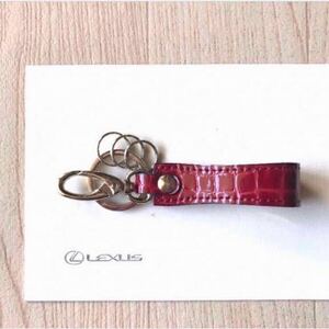 # new goods unused # rare! Lexus LEXUS original [ real leather made key holder ] loop black ko wine red series free shipping!