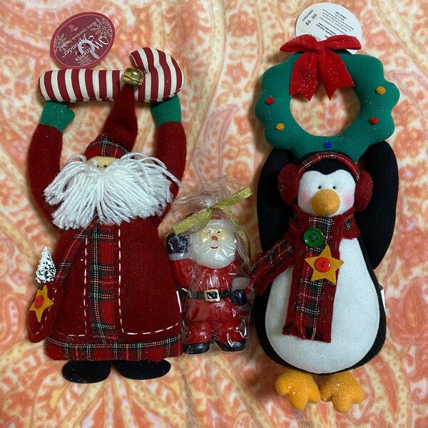 ☆カントリー風クリスマスオーナメント2種&サンタのキャンドル☆
