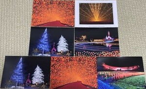[ стоимость доставки 0 иен ]7 листов .... . открытка открытка с видом illumination ночь . пейзаж декорации Japan