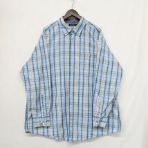 S0534 サイズ 2XL ビッグサイズ ビンテージ 古着 NAUTICA ノーティカ コットン 長袖 ボタンダウン シャツ チェック柄 青 ロゴ_画像2