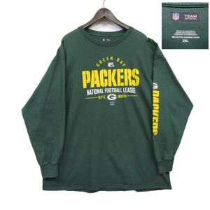 ビッグサイズ 2XL ホンジュラス製 NFL プリント デザイン ロング Tシャツ ロンT スポーツ グリーン 長袖 古着 2N2297