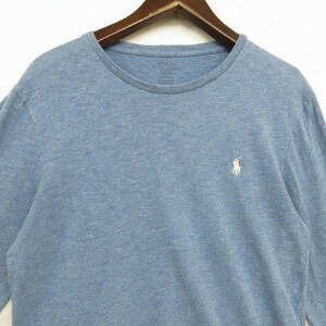 サイズM 古着 Polo Ralph Lauren ポロ ラルフローレン ワンポイント ロゴ ロンT 長袖 Tシャツ 水色 MA2235