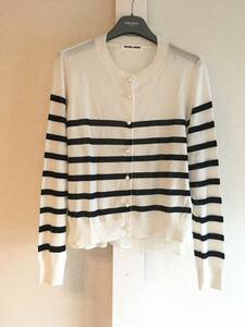  new goods myu veil Work knitted switch pearl cardigan 38 muveil work border white white 