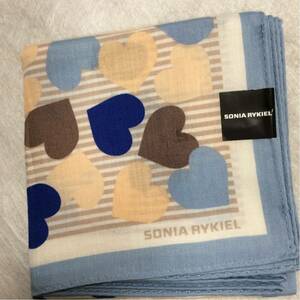 ソニアリキエル SONIA RYKIEL ハンカチ ボーダー ハート柄 ブルー系 未使用