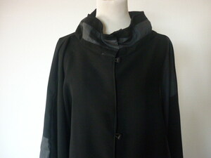  prompt decision, large size,LL,3L,4L,5L, black formal & Ooshima pongee, front opening poncho coat, kimono remake coat, hand made coat e