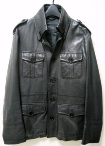 希少 極美品 BURBERRY BLACK LABEL 限定 ラムレザー M-65 ジャケット L ブルゾン 黒 トレンチ コート 羊革 48 バーバリーブラックレーベル3