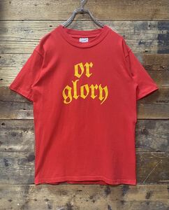 90s vintage USA製ボディ　or glory　Tシャツ　size:M　レッド×イエロー　/ オアグローリー TEE REGGAE SKA ROCK STEADY RUDE PUNK 赤×黄