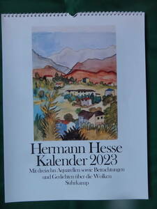 ヘルマン・ヘッセ　カレンダー　2023年　ヘルマン・ヘッセの水彩画13枚　ドイツ語　hermann hesse　kalender 2023 suhrkamp