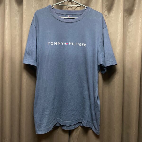 TOMMY HILFIGER Tシャツ 紺 M 文字ロゴ シンプル