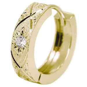 18 золотой серьги мужской кольцо обруч серьги одна сторона уголок 18k Gold бриллиант мягкая шляпа тип резьба по дереву меньше 