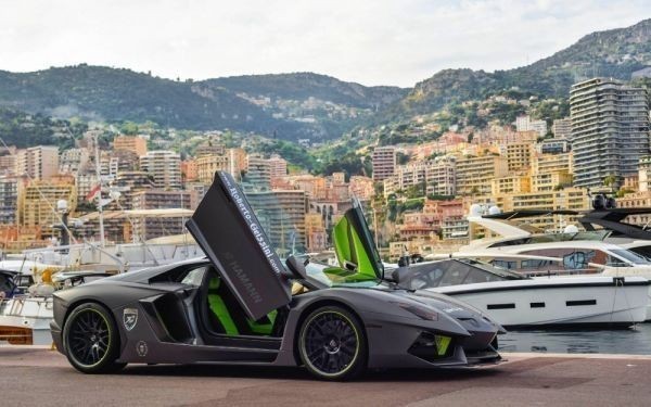 Lamborghini Aventador LP700-4, schwarzes Tapetenposter im Gemäldestil, extragroße breite Version, 921 x 576 mm (ablösbarer Aufklebertyp) 006W1, Auto, Motorrad, Automobilbezogene Waren, Andere