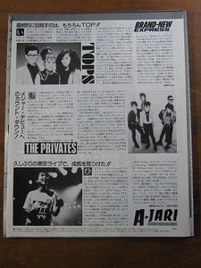 '87【インタヴュー掲載 野田幹子/ルポ EVE A-JARI /メジャーデビューへ THE PRIVATES / TOPS 】♯