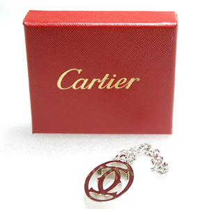  Cartier 2C motif key holder key ring silver color comparatively beautiful (12769)