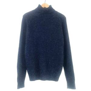 スコットランド製 チャコールグレー タートルネックニット pure new wool 100%