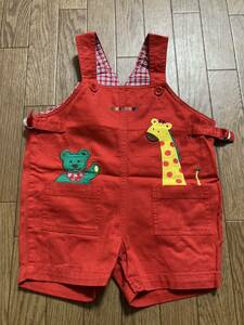  Miki House overall 80 centimeter Kids baby clothes shortall bottoms child clothes retro .. san giraffe red color MIKIHOUSE