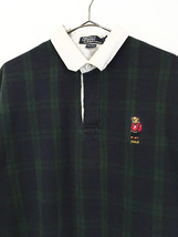 古着 90s Canada製 Polo Ralph Lauren 「POLO BEAR」 ポロベア チェック ラガー ラグビー シャツ M 古着_画像2