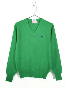 レディース 古着 70s IZOD LACOSTE ワニ ワッペン アクリル Vネック ニット セーター L位 古着