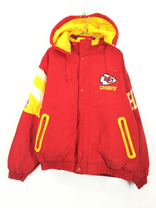 古着 90s NFL Kansas City Chiefs チーフス 2way パデット ナイロン ジャケット パーカー XL 古着