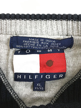 古着 90s TOMMY HILFIGER 凸凹 リブ編み ボーダー コットン ニット セーター XL 古着_画像5