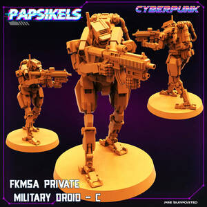 Papsikels FKMSA_PRIVATE_MILITARY_DROID_C　3Dプリント D＆D メタルミニチュア メタルフィギュア TRPG スターグレイブ サイバーパンク