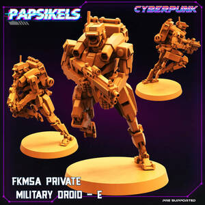 Papsikels FKMSA_PRIVATE_MILITARY_DROID_E 3Dプリント D＆D メタルミニチュア メタルフィギュア TRPG スターグレイブ サイバーパンク