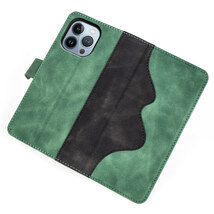 グリーン iPhone 14 Pro Max 手帳型 PUレザー 保護ケース Leather Case アイフォン フォーティーン プロ マックス カード収納 スタンド機能_画像6