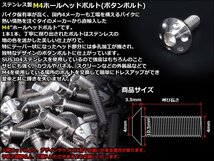 M4×12mm P0.7 ホールヘッドボルト シルバー ボタンボルト ステンレス削り出し カウルやパネル スクリーン などの外装品に TR0043_画像2