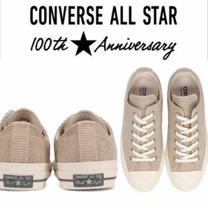 28cm【CONVERSE 】100周年記念　コーデュロイ　ベージュ　コンバース