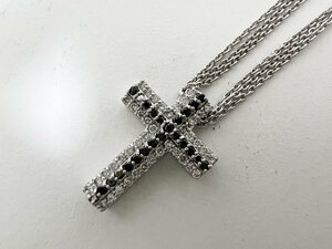 Ponte Vecchio Ponte Vecchio necklace diamond 0.38ct black 0.23ct diamond Cross pendant Triple chain 3 ream K18 new goods finishing 