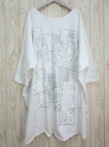 AS KNOW AS ( a.no.ne.ne.)/aznouaz: girl Roo tea nTN big size T-shirt white lady's / used /USED