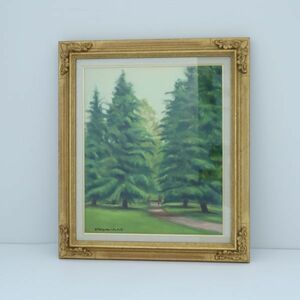 fg40549 美術品 絵画 風景画 F8 額装 大きさ約51×59×5cm インテリア 金色 額縁 緑葉 巨木 風景