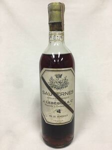 【未開栓】古酒/SAUTERNES/J.LEBEGUE &C/VIN DE BORDEAUX/FRANCE/750ml/13%/フランス/ワイン/ビンテージ/オールド