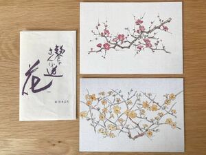 ■佐木宗夫 ポストカード/絵はがき 2枚セット「梅」「黄梅」鎌倉のさんぽ道 花より 長期保管品 美品 未使用品 送料84円■